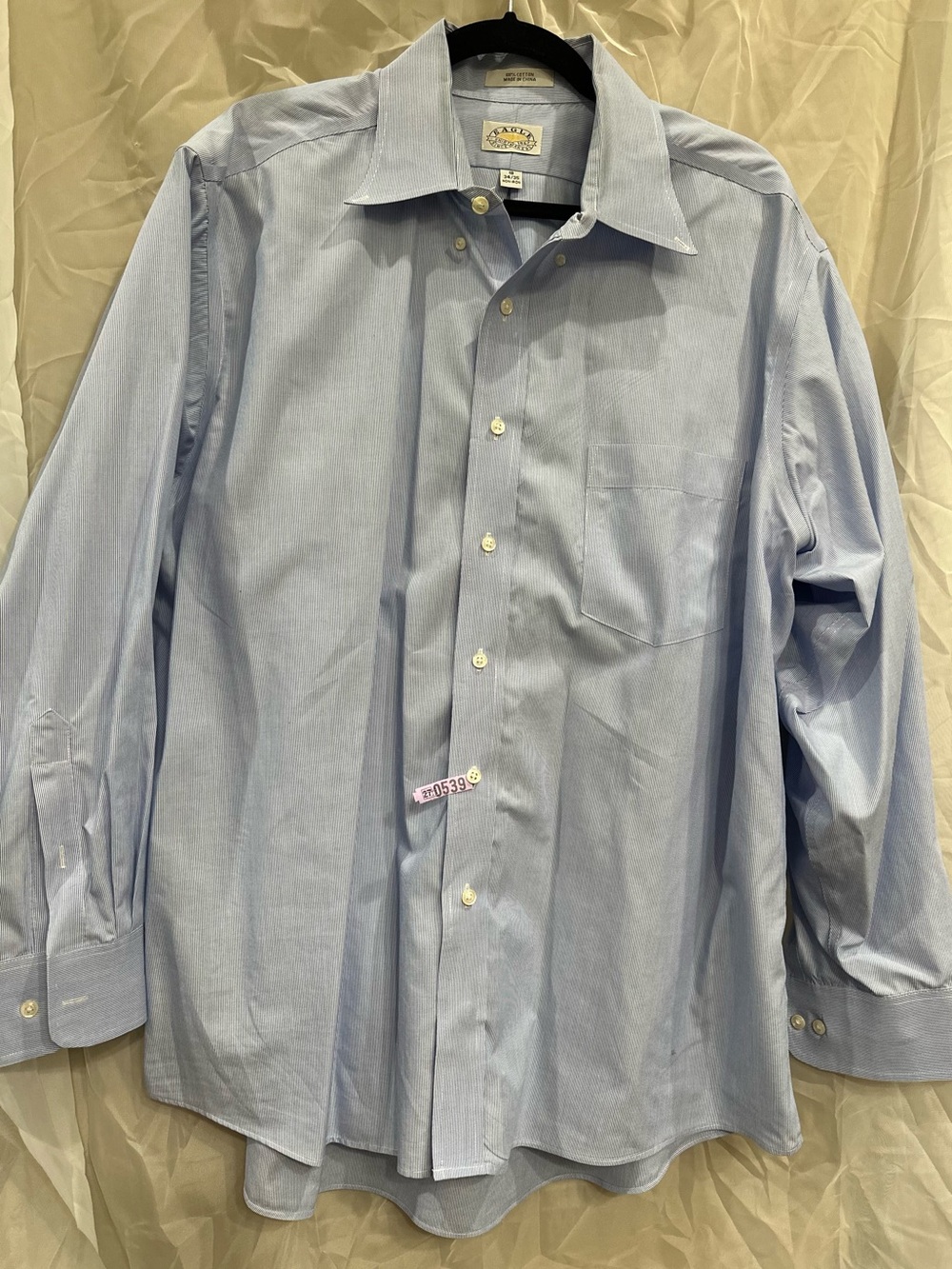 Men’s Light Blue Dress Shirt by Eagle Shirtmakers - Classic Buttonable Collar